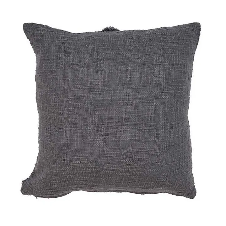 Gray Fringe Diamond Pillow, 20 in.