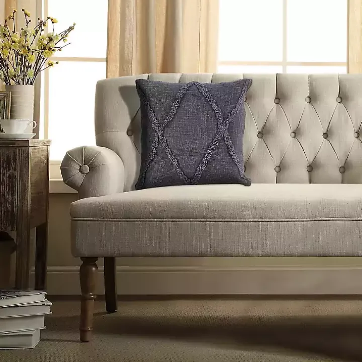 Gray Fringe Diamond Pillow, 20 in.