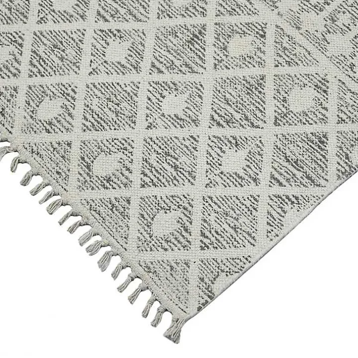 Gray Geo Stripes Tassel Fringe Area Rug, 5x7
