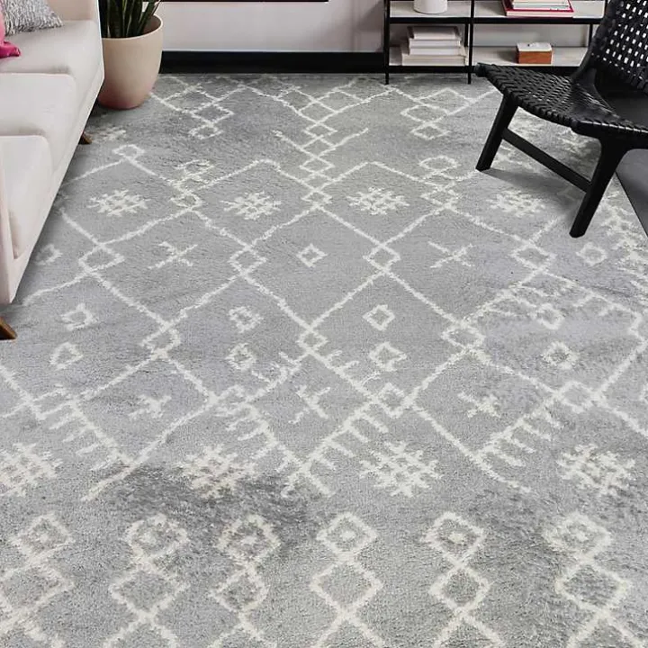 Gray Geometric Area Rug, 5x8