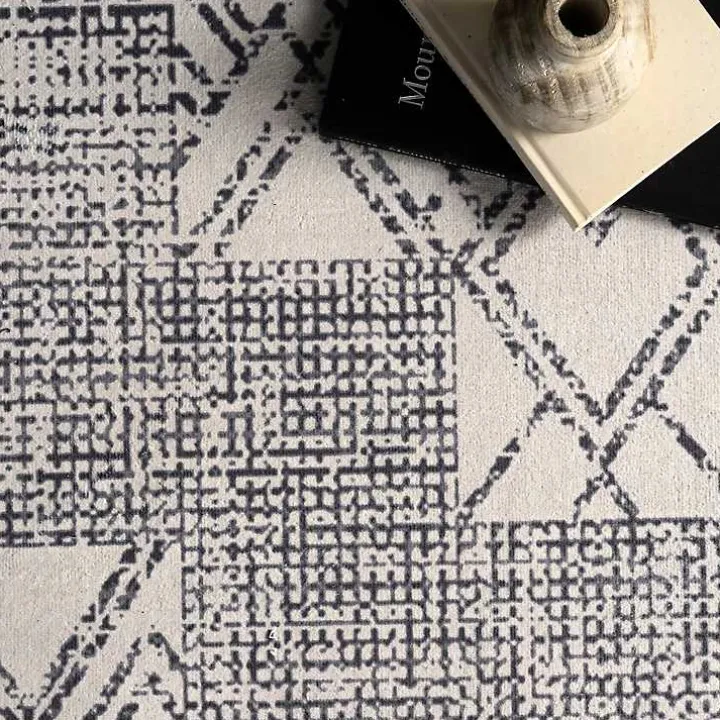 Gray Geometric Medallion Washable Area Rug, 4x6