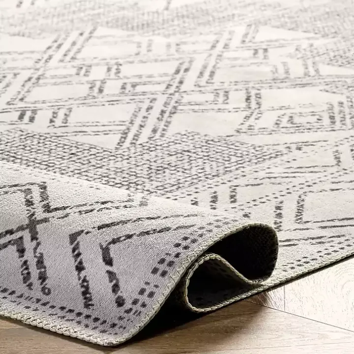 Gray Geometric Medallion Washable Area Rug, 5x8