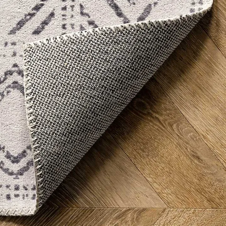 Gray Geometric Medallion Washable Area Rug, 5x8