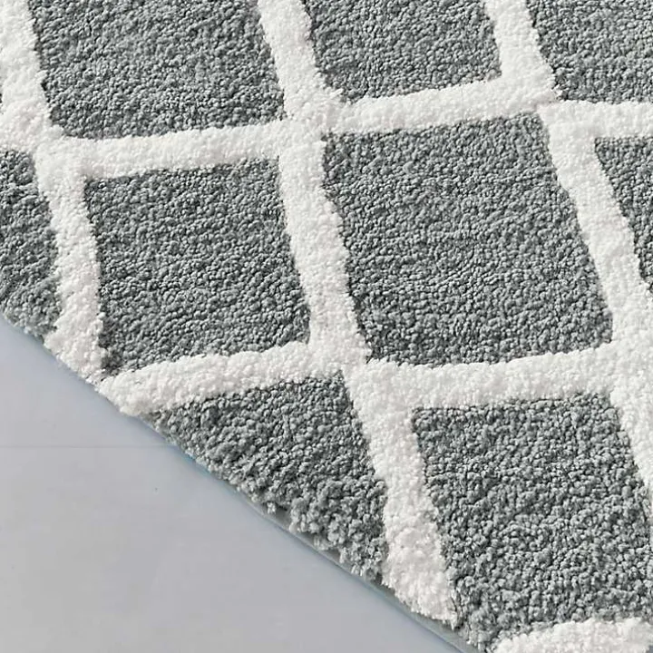 Gray Geometric Pattern Reversible Bath Mat, 34 in.