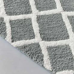 Gray Geometric Pattern Reversible Bath Mat, 60 in.