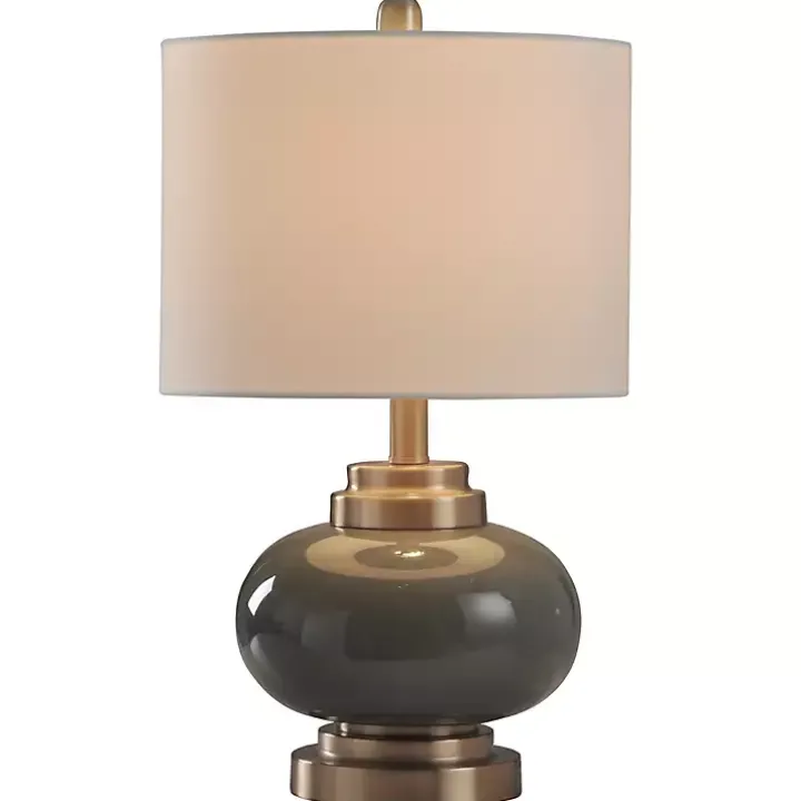 Gray Glass and Copper Metal Table Lamp