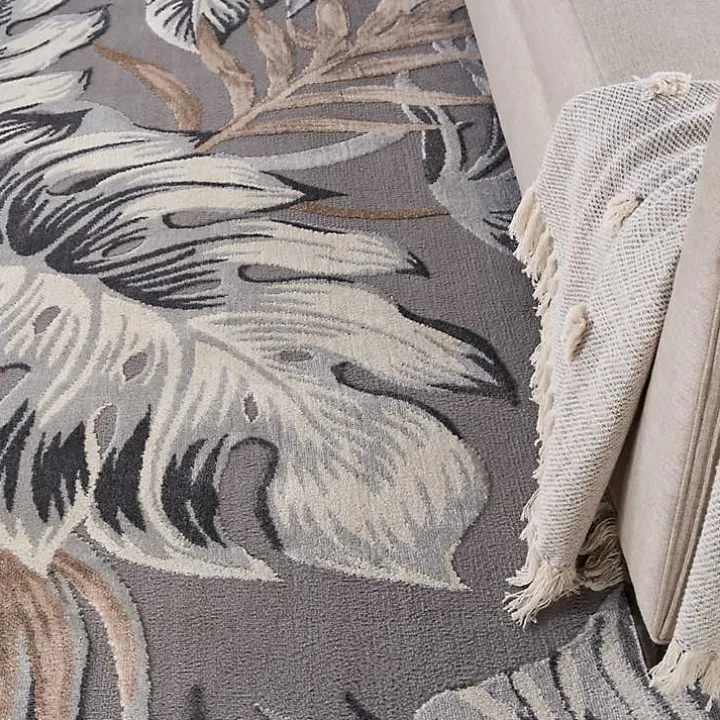 Gray Grand Leaf Coastal Area Rug, 7x9