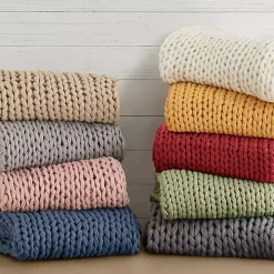 Gray Hand Made Chunky Double Knit Throw Blanket