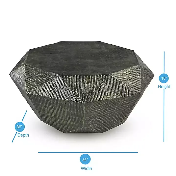 Gray Hand-Stamped Iron Octagonal Coffee Table
