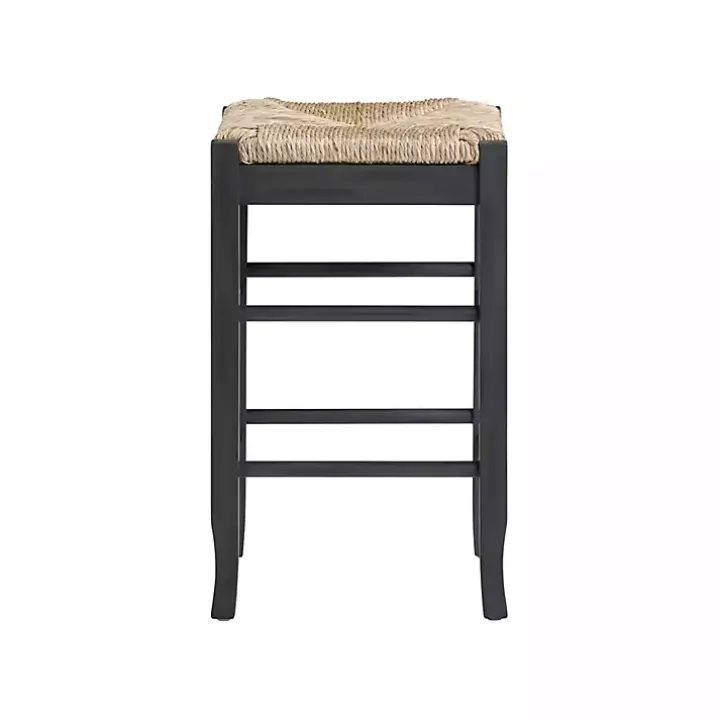 Gray Handwoven Square Wooden Counter Stool