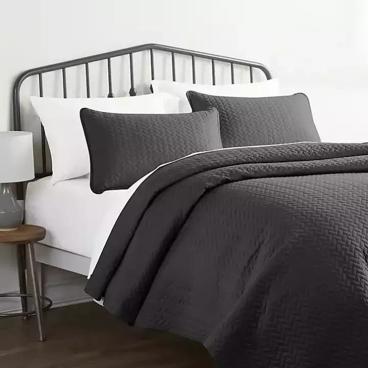 Gray Herring Quilted 3-pc. King Coverlet Set