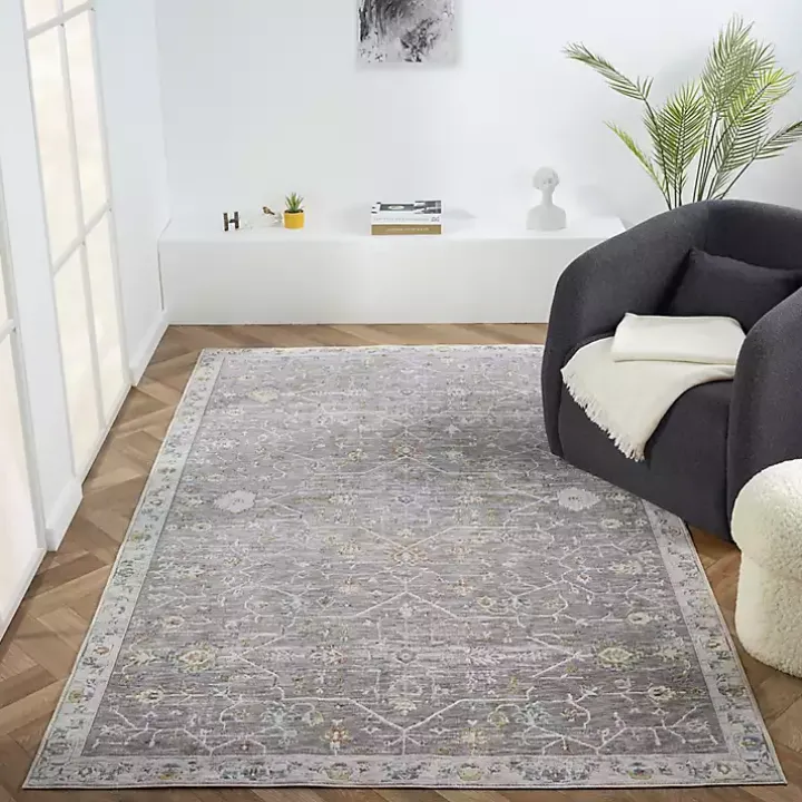Gray Ivory Area Rug, 5x8
