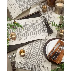 Gray Kantha Stitch Placemats, Set of 4