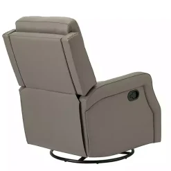 Gray Leather Swivel Rocker Recliner