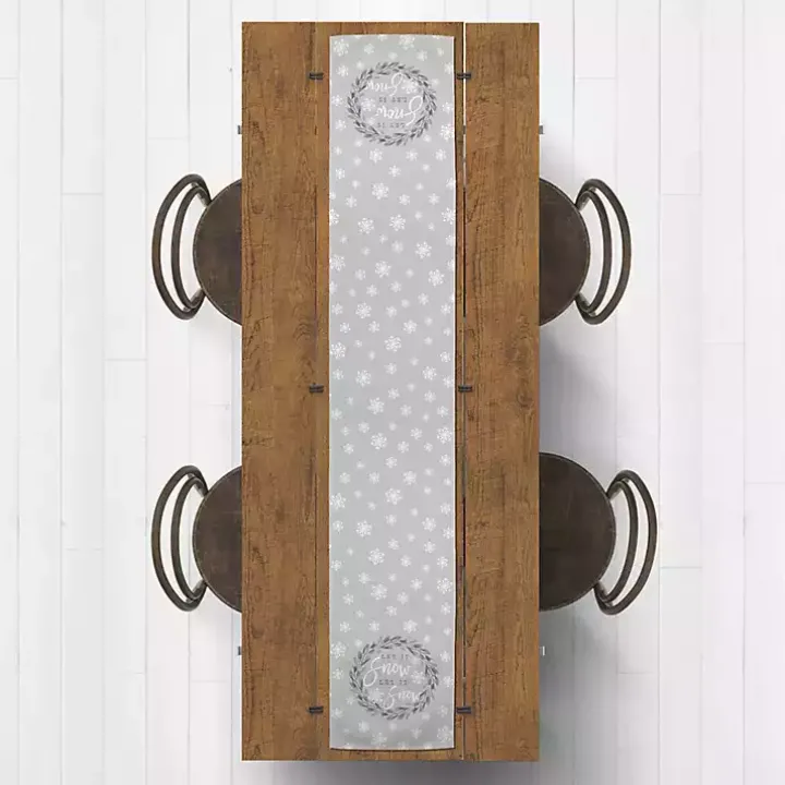 Gray Let It Snow Table Runner, 90 in.