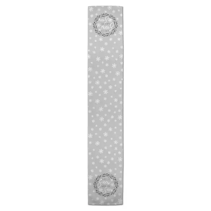 Gray Let It Snow Table Runner, 90 in.