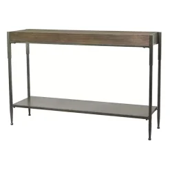 Gray Metal and Wood Console Table