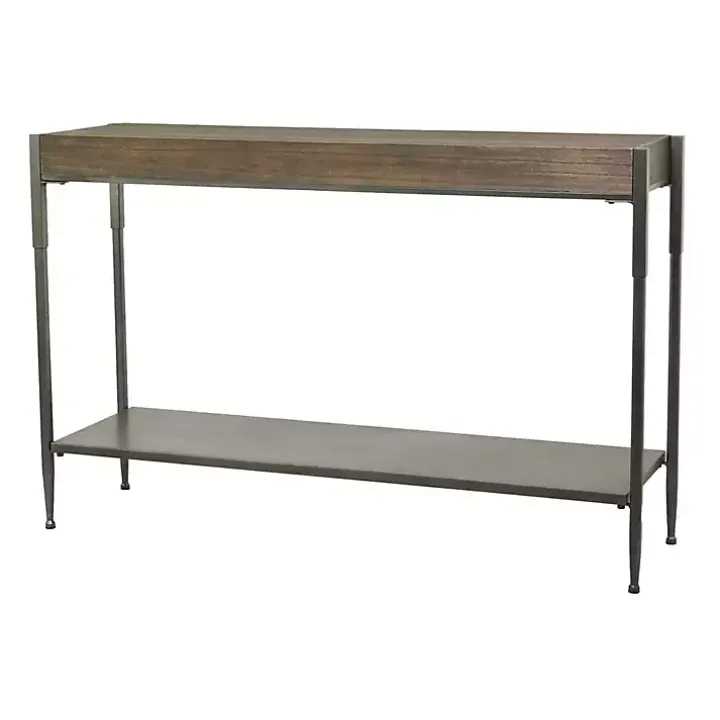 Gray Metal and Wood Console Table