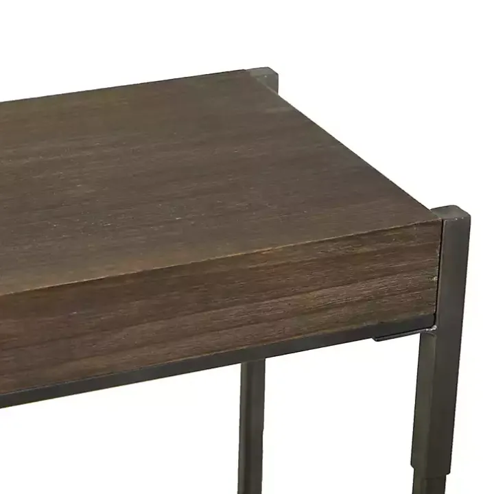 Gray Metal and Wood Console Table