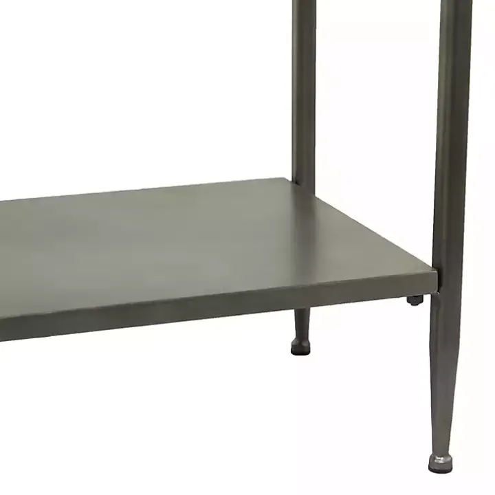 Gray Metal and Wood Console Table