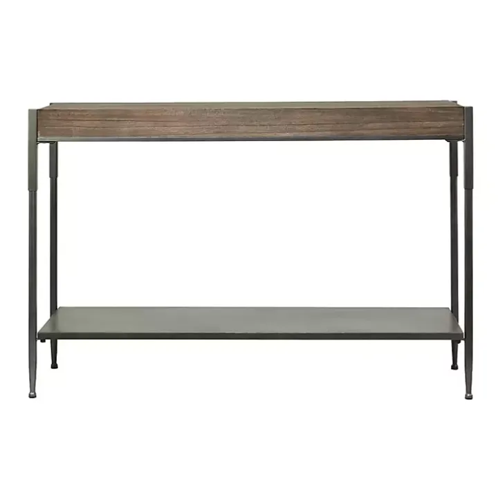 Gray Metal and Wood Console Table