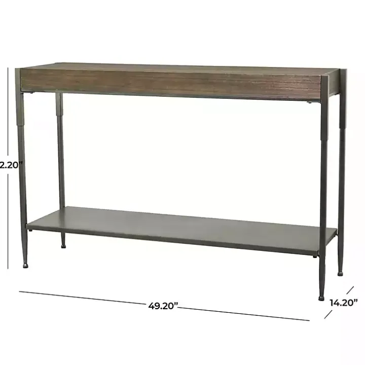 Gray Metal and Wood Console Table