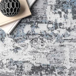 Gray Modern Abstract Washable Area Rug, 3x5