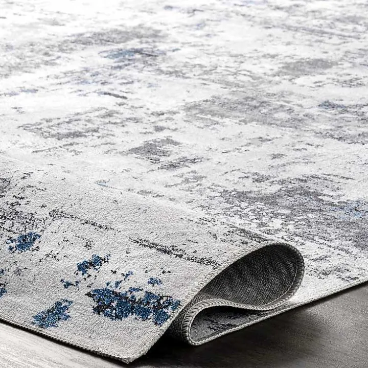 Gray Modern Abstract Washable Area Rug, 5x8