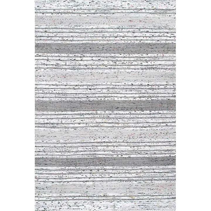 Gray Mottled Stripe Tassel Area Rug, 8x10