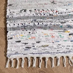 Gray Mottled Stripe Tassel Area Rug, 8x10