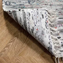 Gray Mottled Stripe Tassel Area Rug, 8x10