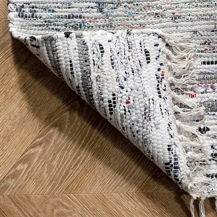 Gray Mottled Stripe Tassel Area Rug, 8x10