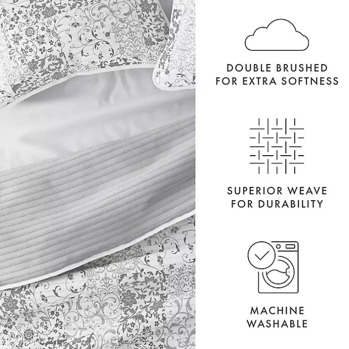 Gray Patchwork Reversible 3-pc. King Quilt Set