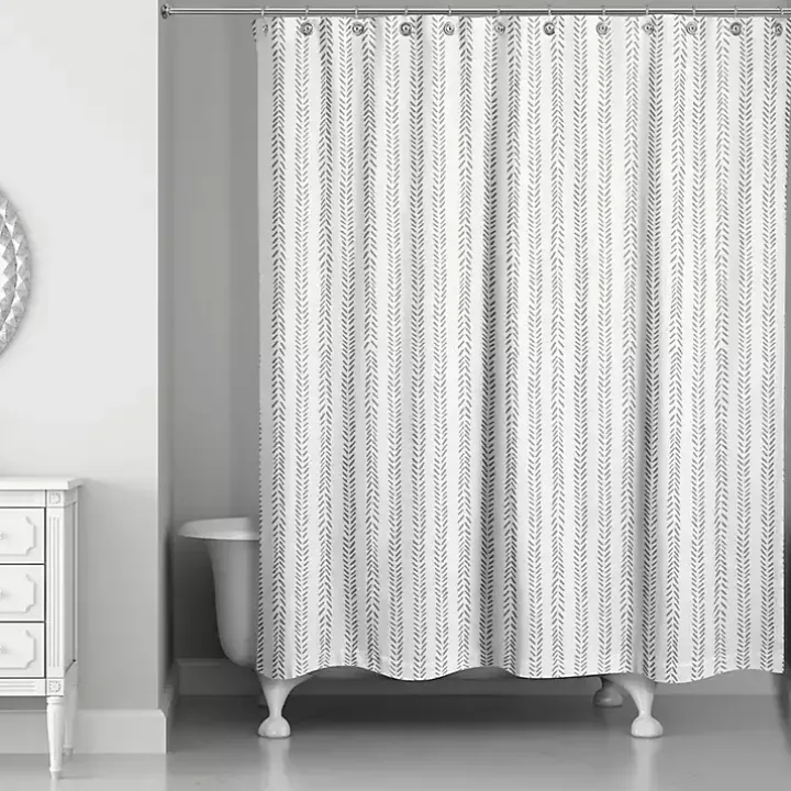 Gray Petal Lines Shower Curtain