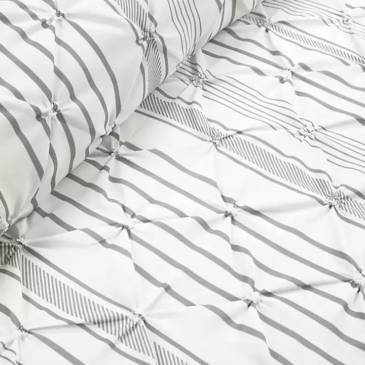 Gray Pintuck Stripe Full/Queen 5-pc. Comforter Set