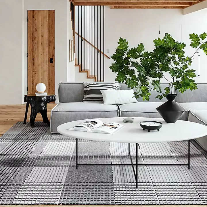 Gray Plaid Emily Henderson x RugsUSA Rug, 8x10