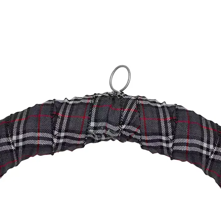 Gray Plaid Pine and Berries Wreath