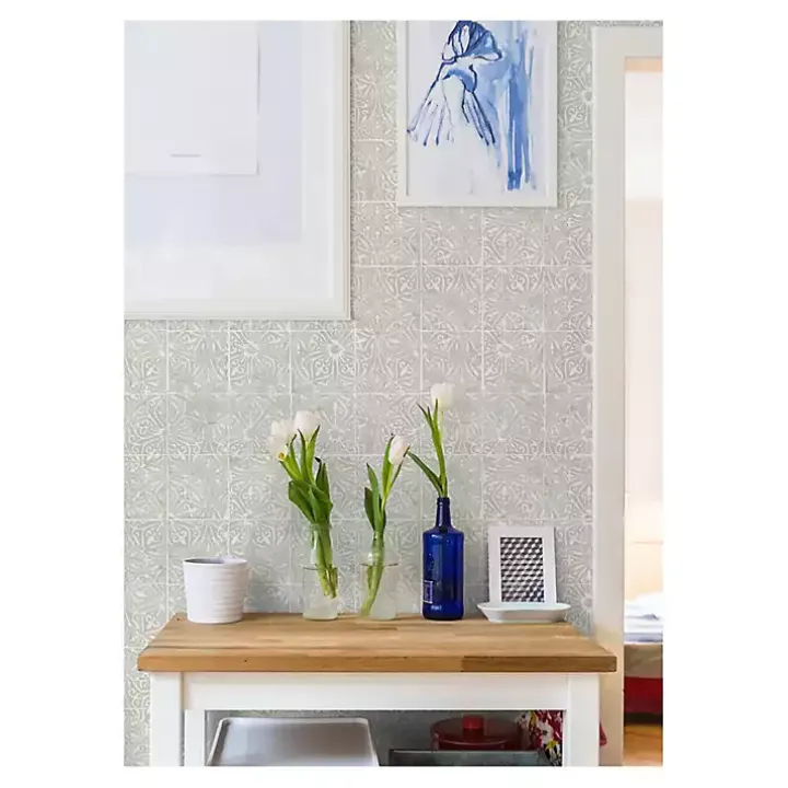 Gray Provincial Tiles Peel & Stick Wallpaper