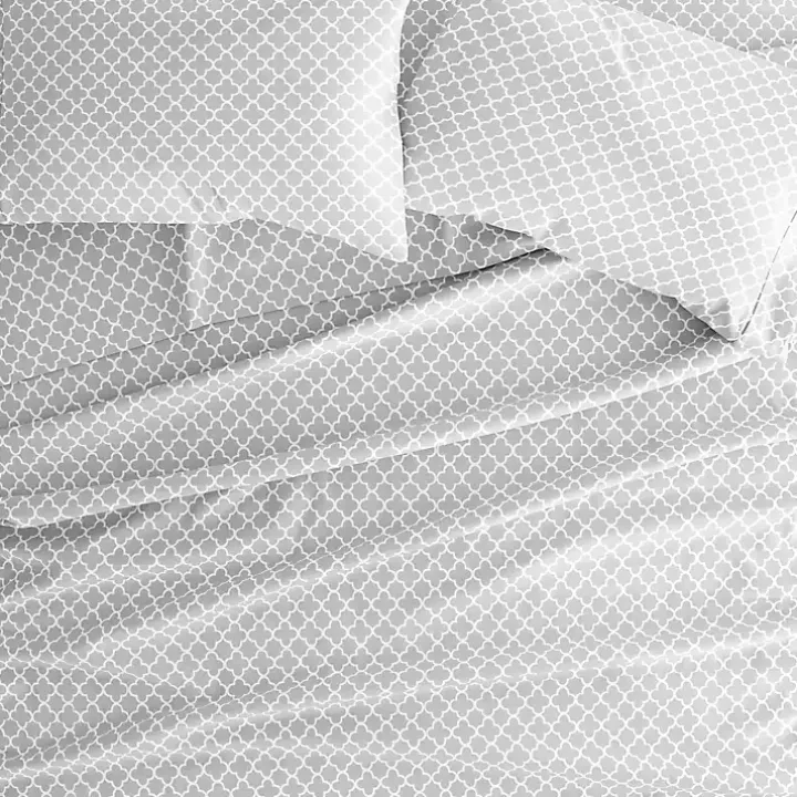 Gray Quatrefoil 4-pc. Queen Sheet Set