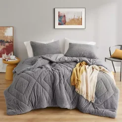 Gray Quilted Teddy 3-pc. Full/Queen Comforter Set