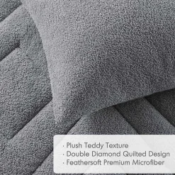 Gray Quilted Teddy 3-pc. King Comforter Set