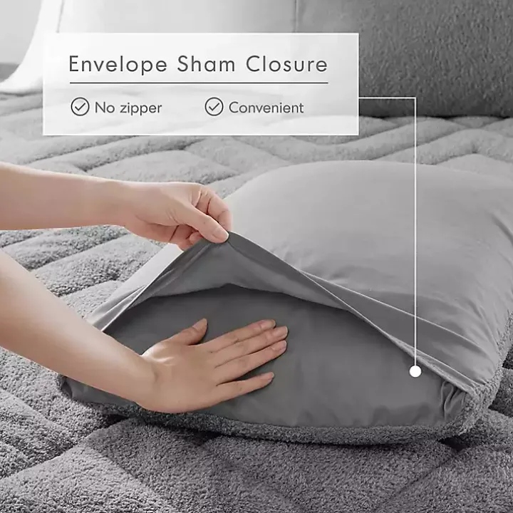 Gray Quilted Teddy 2-pc. Twin Comforter Set