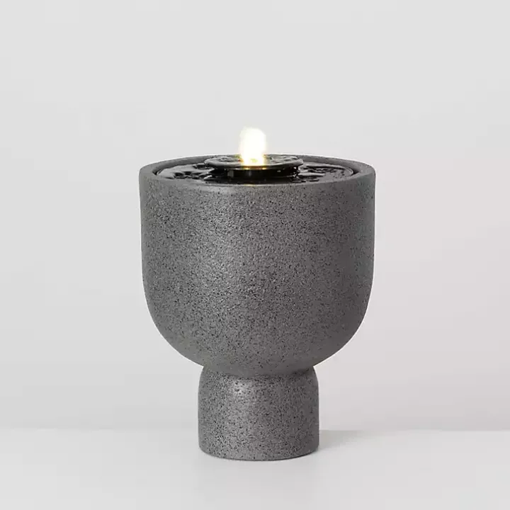 Gray Resin Pedestal Outdoor Fountain, 13 in.