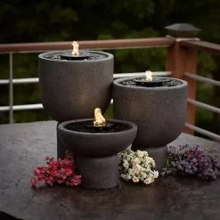 Gray Resin Pedestal Outdoor Fountain, 13 in.
