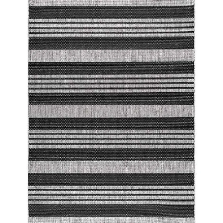 Gray Robin Stripe Outdoor Rug, 5x8