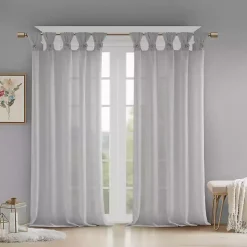 Gray Rosette Tab Top Curtain Panel, 63 in.