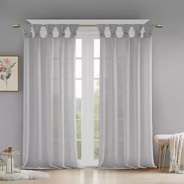 Gray Rosette Tab Top Curtain Panel, 63 in.