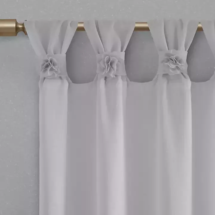 Gray Rosette Tab Top Curtain Panel, 84 in.
