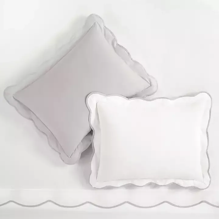 Gray Scallop Edge 3-pc. King Duvet Cover Set