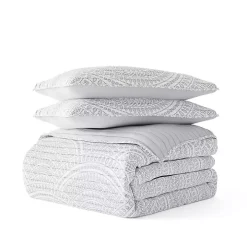 Gray Scalloped Reversible 2-pc. Twin Quilt Set